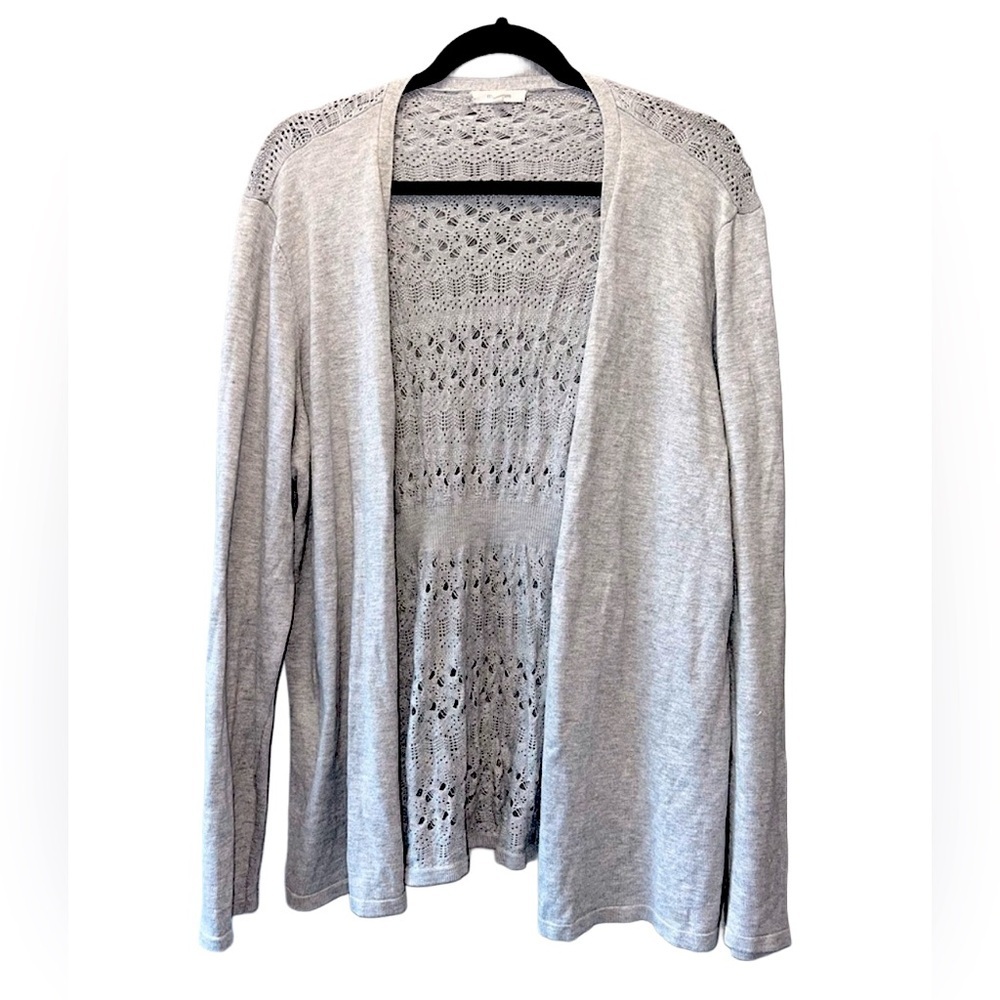 Women's Maurices Light Gray Open Knit Cardigan Size 2 (2X)